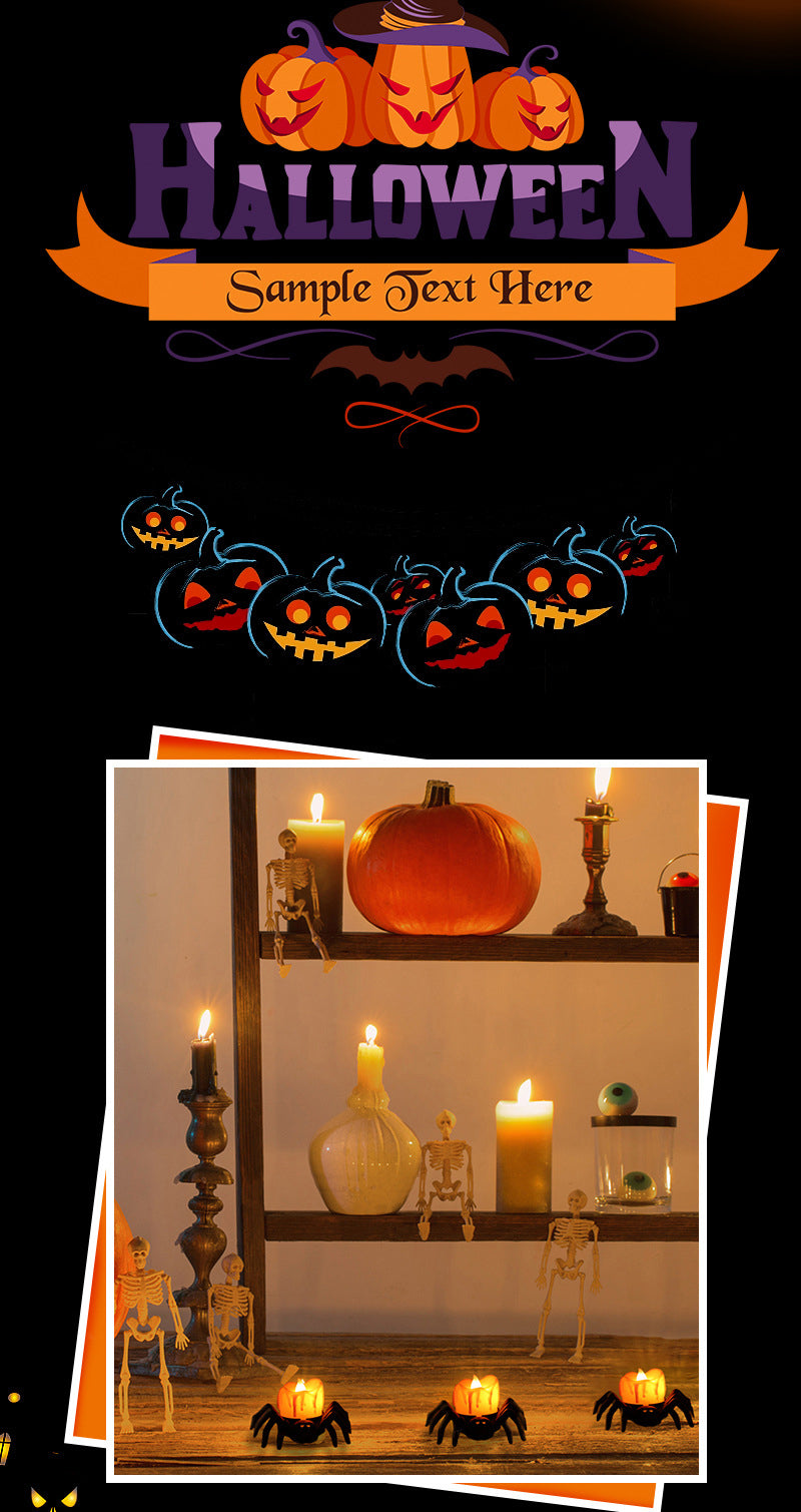 Halloween Pumpkin Lantern Atmosphere Decoration Props LED Electronic Candle Lamp Luminous Spider Night Lamp Decoration