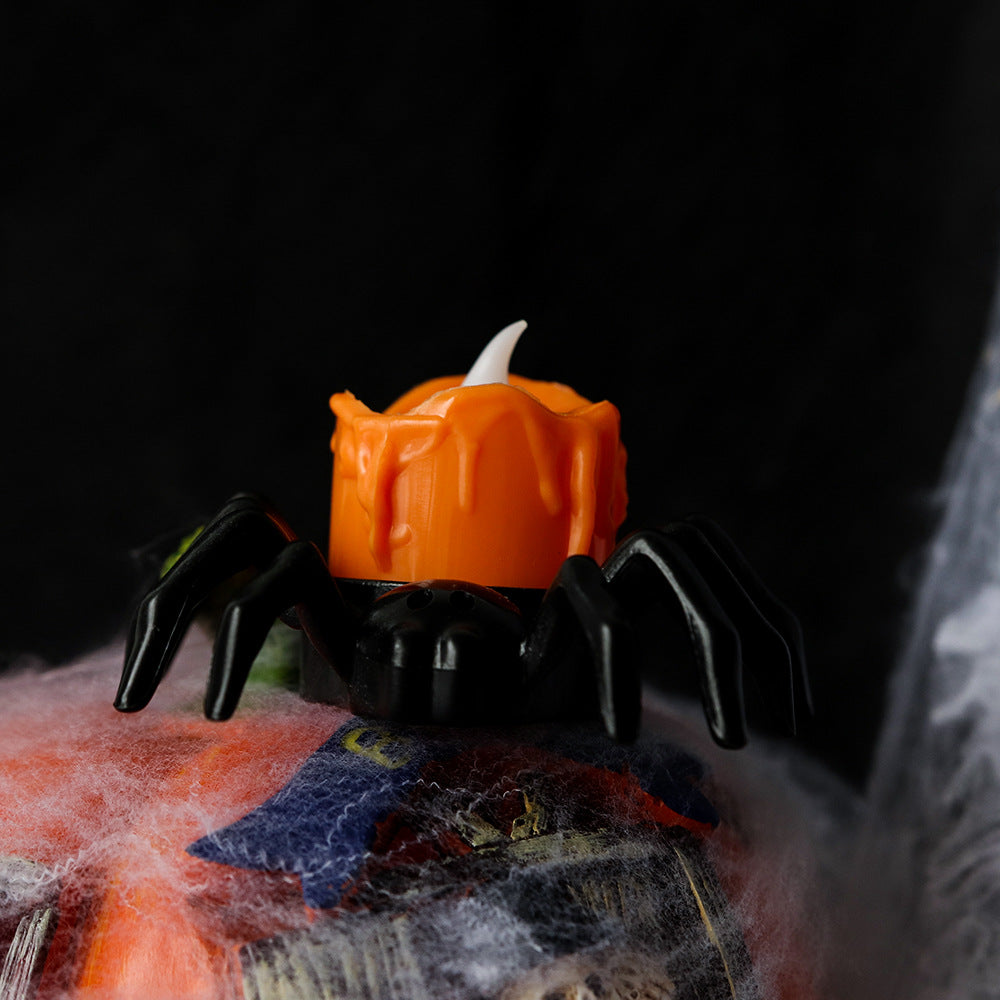 Halloween Pumpkin Lantern Atmosphere Decoration Props LED Electronic Candle Lamp Luminous Spider Night Lamp Decoration