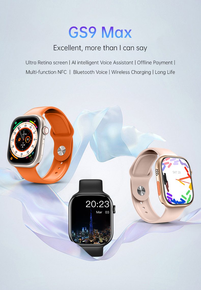 GS9 Max Huacheng Car Scan Code Payment Smart Watch Heart Rate Blood Oxygen Bluetooth Call Book Bracelet