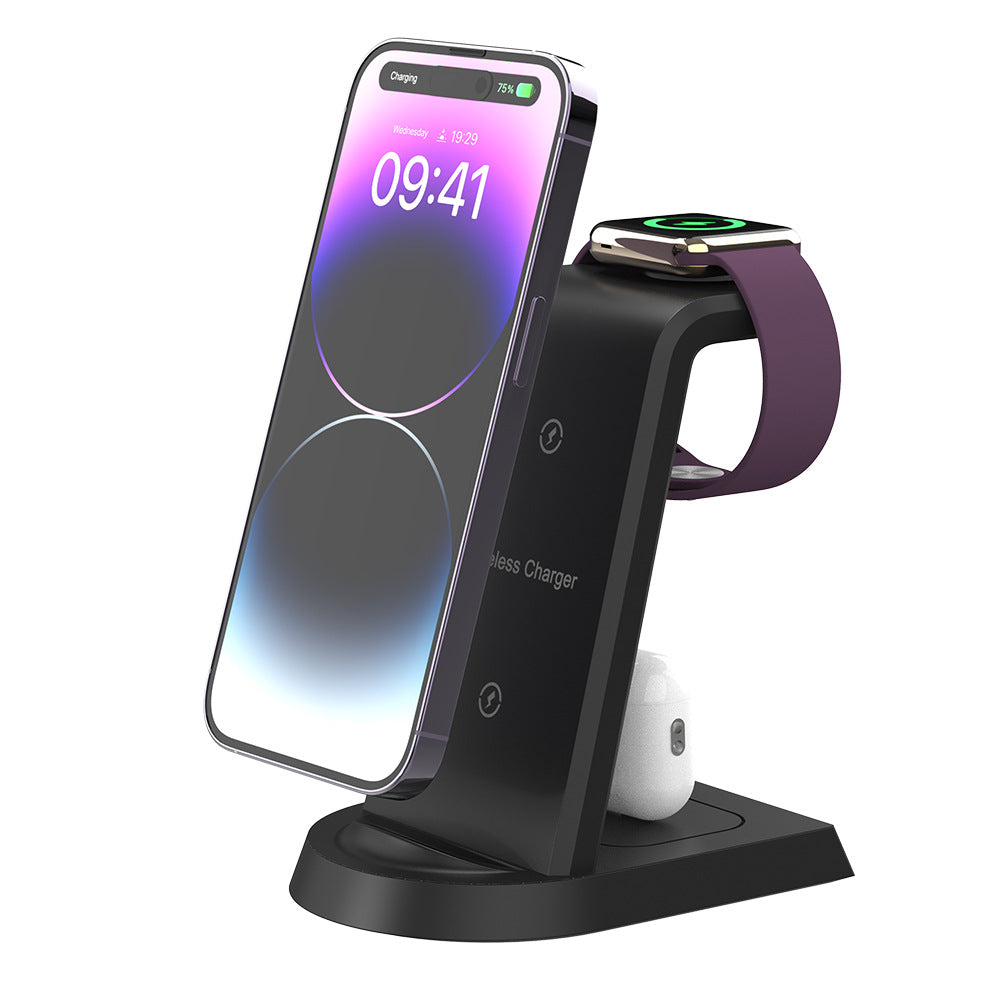 Three In One Wireless Charger Suitable for Mobile Phones, Headphones, Watches, Charging Brackets, Vertical Wireless Charging