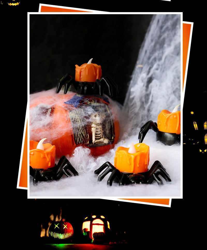 Halloween Pumpkin Lantern Atmosphere Decoration Props LED Electronic Candle Lamp Luminous Spider Night Lamp Decoration