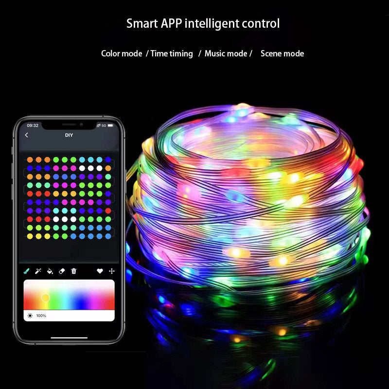 RGB Intelligent Point Control Magic Leather String APP Bluetooth Christmas Day Decoration Outdoor Atmosphere Color Lights