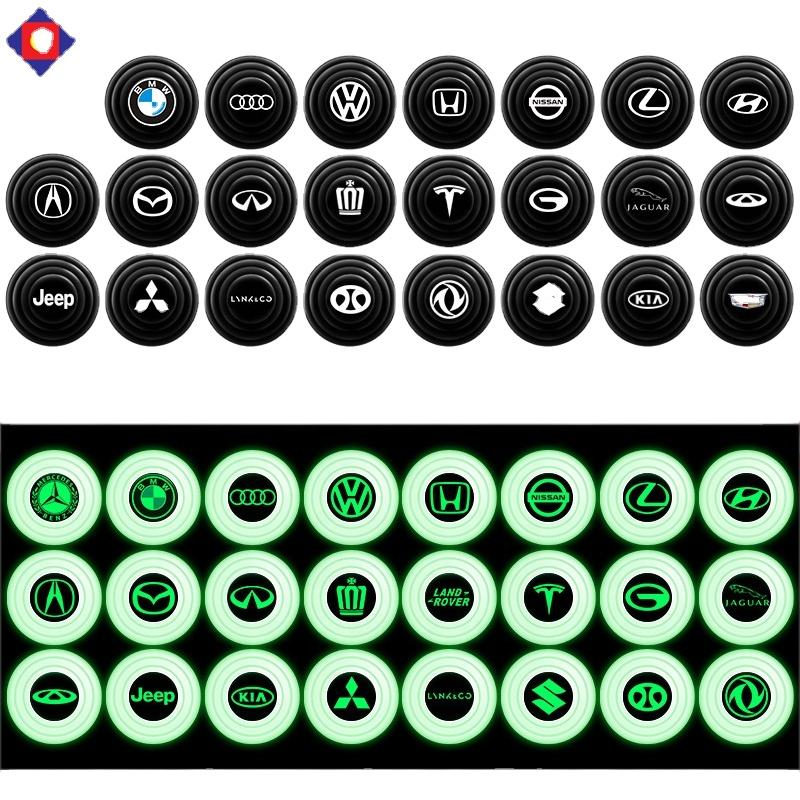 20pcs Universal Branded Silicone Car Door Shock Absorbing Buffers Protector Stickers Bumper, Fluorescent and Blac