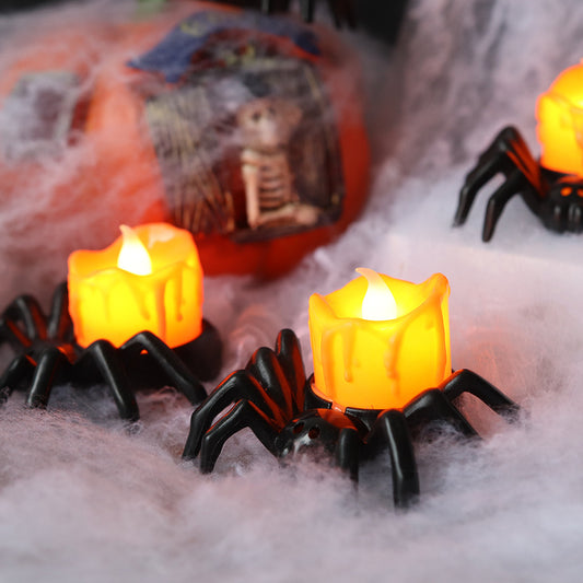 Halloween Pumpkin Lantern Atmosphere Decoration Props LED Electronic Candle Lamp Luminous Spider Night Lamp Decoration