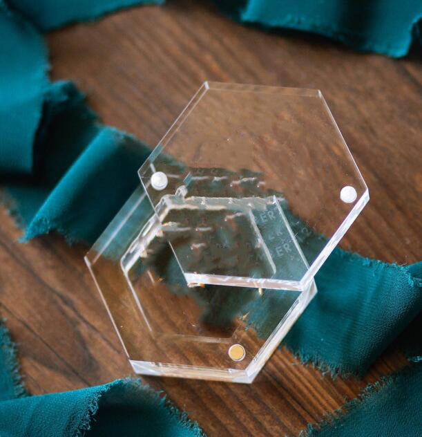 Customized Creative Name Ring Box Wedding Ceremony Matching Ring Box Storage Transparent Hexagonal Acrylic Box