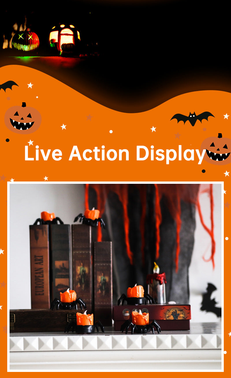 Halloween Pumpkin Lantern Atmosphere Decoration Props LED Electronic Candle Lamp Luminous Spider Night Lamp Decoration