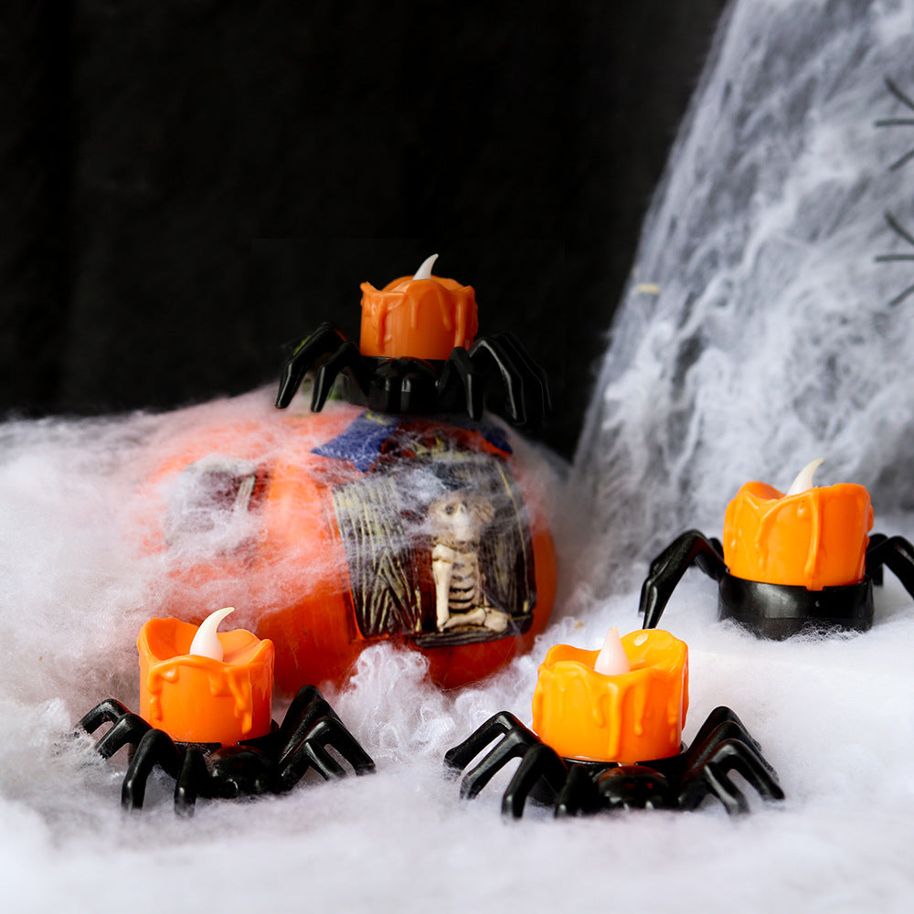 Halloween Pumpkin Lantern Atmosphere Decoration Props LED Electronic Candle Lamp Luminous Spider Night Lamp Decoration