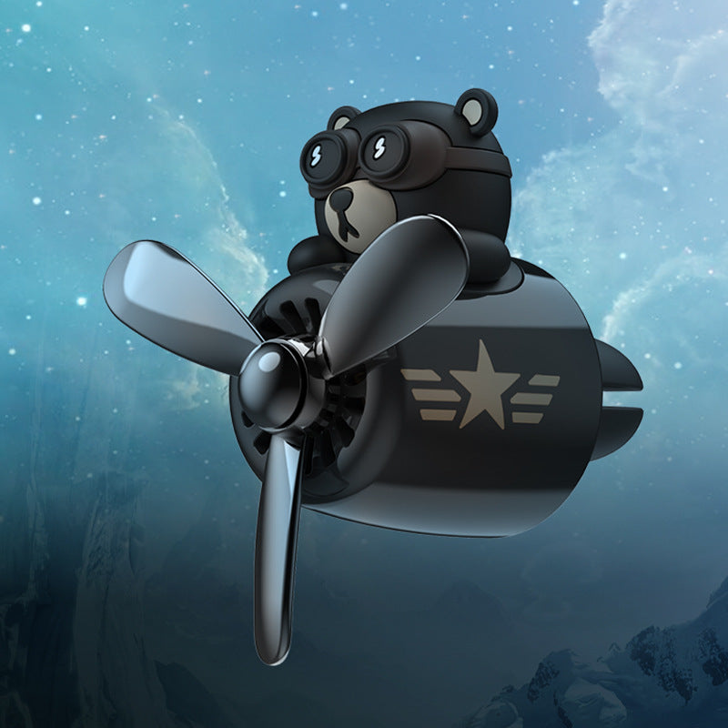 Hako Bear Airplane Car Aromatherapy Cartoon Cute Creative Little Black Bear Pilot Car Air Outlet Perfume