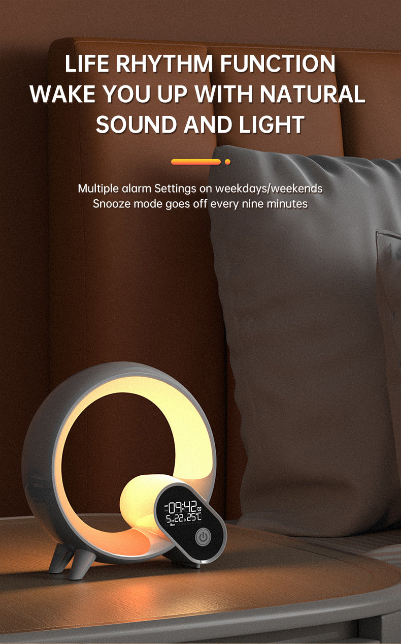 Creative Q Light Analog Sunrise Digital Display Alarm Clock Bluetooth Audio Intelligent Wake-up Q Colorful Atmosphere Light