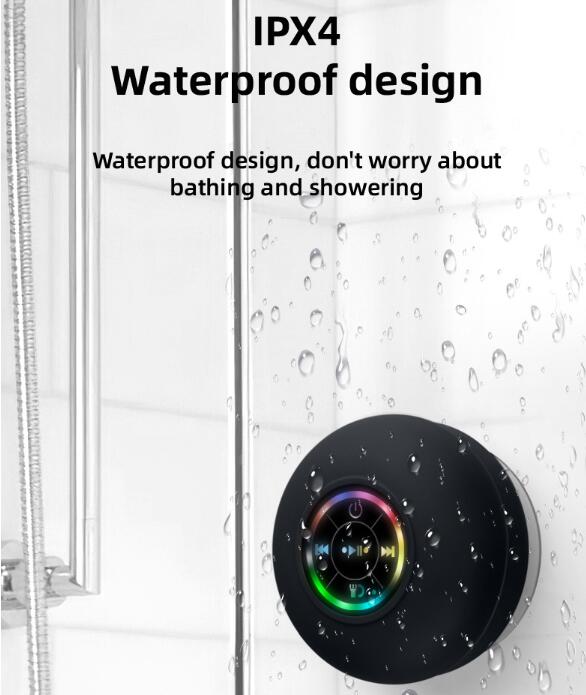 Large suction cup waterproof Bluetooth speaker LED light emitting waterproof bathroom Bluetooth speaker portable Bluetooth speaker
